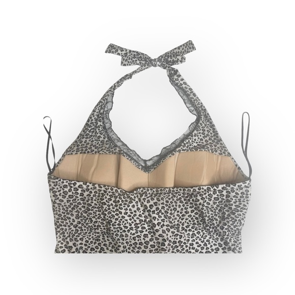 new Papillon Blanc 🝮 Bustier Halter Top 🝮 Eyelash Lace Trim 🝮 Leopard 🝮 L - Picture 5 of 16